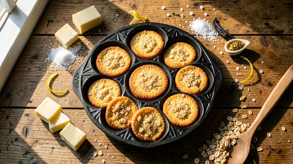 Cast Iron Shortbread Cookie Mold Recipe: Vanilla Bean Swirls and Crunchy Oat Layers