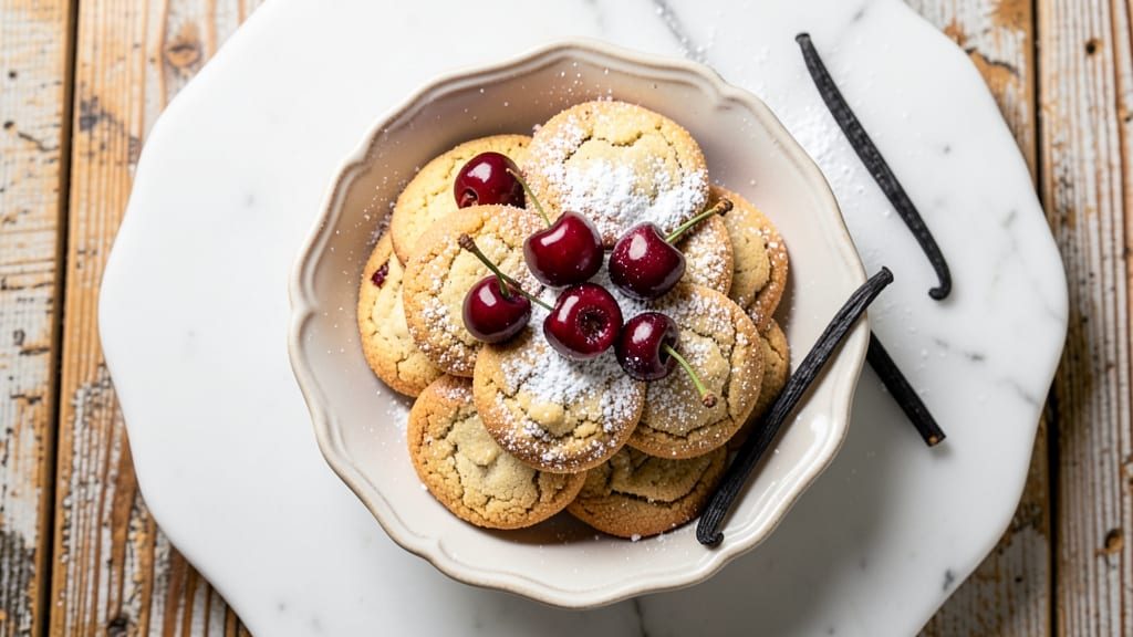 Cherry Macaroon Cookie Recipe: Vanilla Bean Streaks and Pillowy Chews