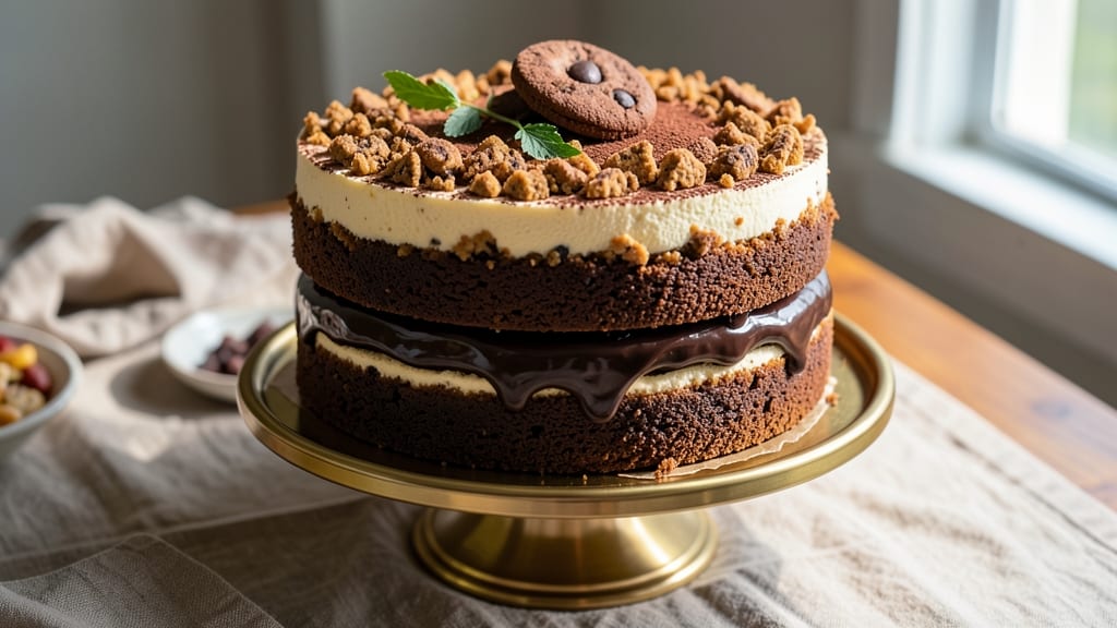 5 Layer Brownie Cookie Cheesecake Recipe: Dessert Tower With Crunchy, Gooey, Creamy Layers